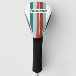 Vintage Mint Regenboog Speld Gestreept met Naam Golfheadcover