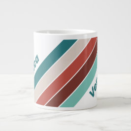 Vintage Mint Regenboog Strepen met Naam Grote Koffiekop