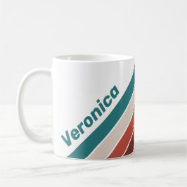Vintage Mint Regenboog Strepen met Naam Koffiemok
