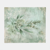 Vintage Mintgroene Botanische Bloemen (1) Fleece Deken (Voorkant (Horizontaal))