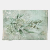 Vintage Mintgroene Botanische Bloemen (1) Theedoek (Horizontaal)