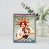 Vintage Miss Liberty op de telefoon, alstublieft! Briefkaart (Staand voorkant)