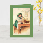 Vintage Miss On Phone Kaart (Gele Bloem)