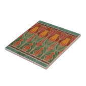 Vintage Mission Style Rode Tulp Fries Tegeltje (Zijkant)