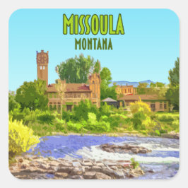 Vintage Missoula Montana Vierkante Sticker