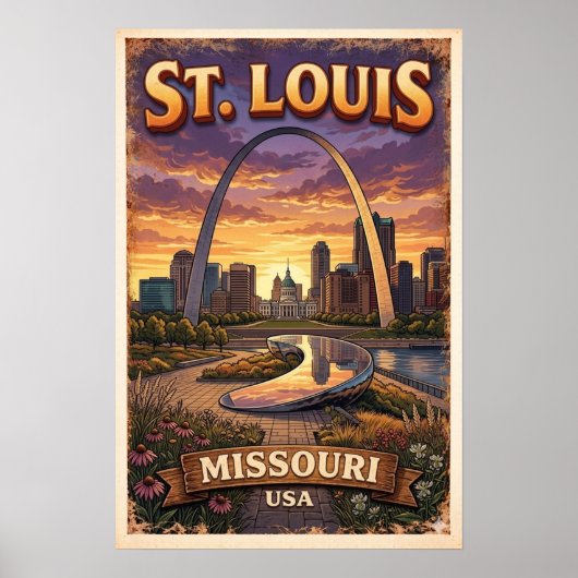Vintage Missouri Gateway Arch Poster (Voorkant)