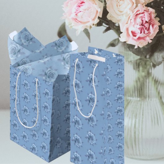 Vintage Misty Blue Roses All Occasion Medium Cadeauzakje