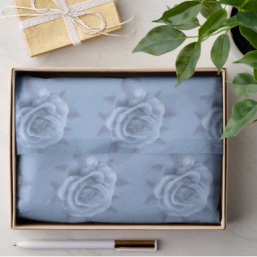 Vintage Misty Blue Roses Gift Decoupage Tissuepapier