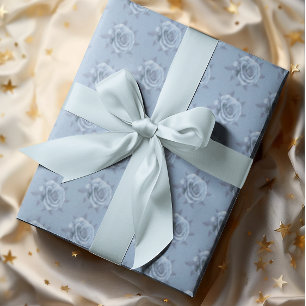 Vintage Misty Blue Rozen Alle Gelegenheden Cadeaupapier