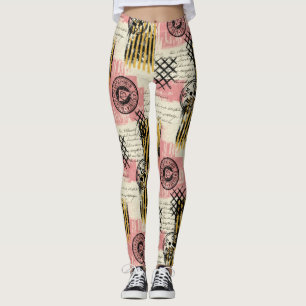 Vintage Mixed-Media Collage - Versleten Papier (1) Leggings