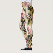Vintage Mixed-Media Collage - Versleten Papier Leggings (Links)