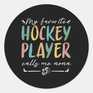 Vintage M'n Favoriete Hockeyspeler Noemt Me Nona Ronde Sticker