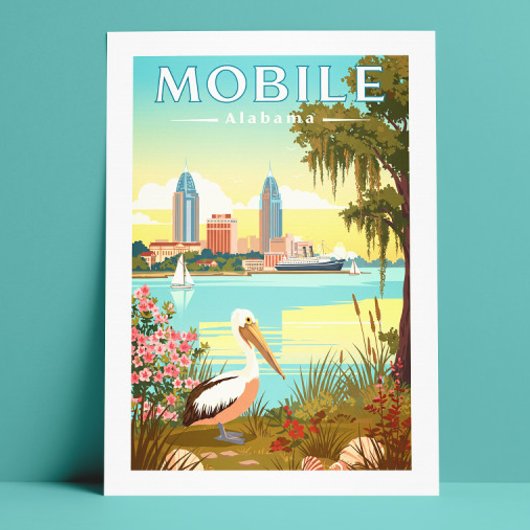 Vintage Mobile Alabama Briefkaart