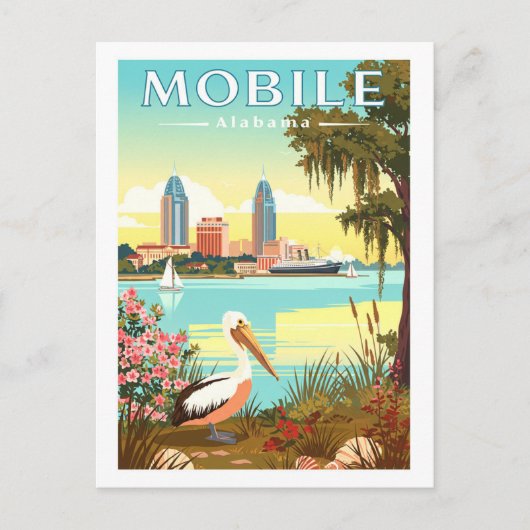 Vintage Mobile Alabama Briefkaart (Voorkant)