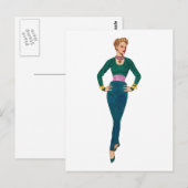 Vintage Mode Afbeelding Briefkaart (Voorkant / Achterkant)