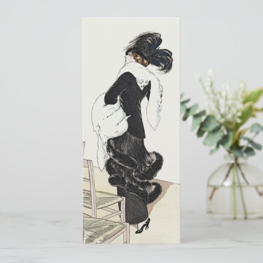 Vintage Mode Dame, Haute Couture Verjaardagsfeestj Kaart (Staand voorkant)