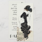 Vintage Mode Dame, Haute Couture Verjaardagsfeestj Kaart (Voorkant / Achterkant)