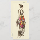 Vintage mode dame, lente jurk verjaardagsfeestje kaart (Voorkant / Achterkant)