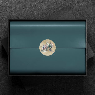Vintage Mode Hoge Hakken met Bloemvlinder Ronde Sticker