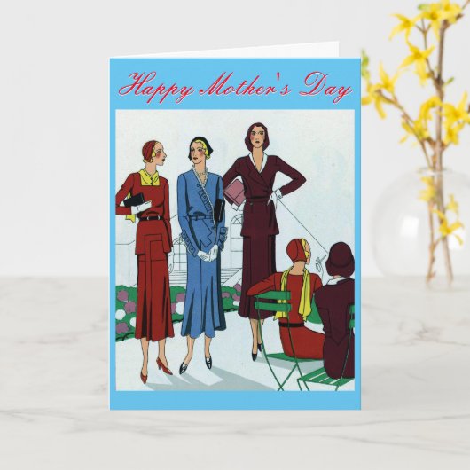 Vintage Mode Moederdagkaart Kaart (Gele Bloem)