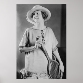Vintage Mode van 1920 voor vrouwelijke tennis Poster