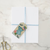 Vintage mode vogel, bloem & vlinder cadeau label cadeaulabel (Met Touw)