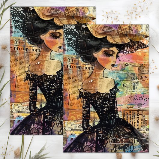 VINTAGE MODE VROUW DECOUPAGE TISSUEPAPIER