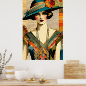 Vintage Mode Vrouw Poster (Keuken)