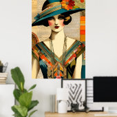 Vintage Mode Vrouw Poster (Thuiskantoor)