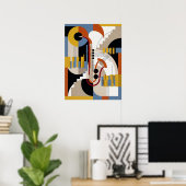 Vintage Modern Art Deco Jazz Poster (Thuiskantoor)