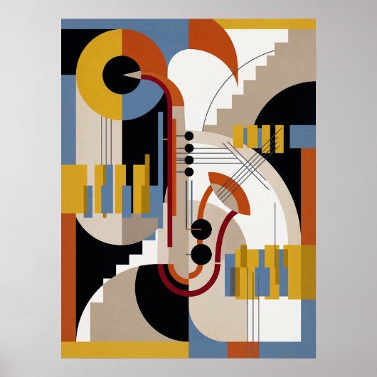 Vintage Modern Art Deco Jazz Poster (Voorkant)