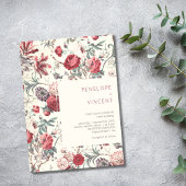 Vintage Modern Floral Wedding Invitation Kaart