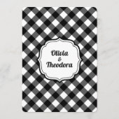 Vintage Modern Gingham wedding invitation Kaart (Achterkant)