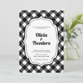 Vintage Modern Gingham wedding invitation Kaart (Staand voorkant)