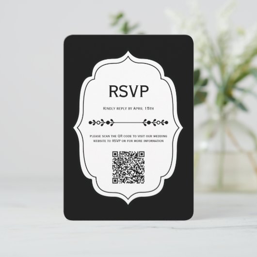 Vintage Modern Gingham Wedding RSVP Cards (Staand voorkant)