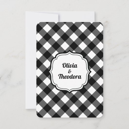Vintage Modern Gingham Wedding RSVP Cards (Achterkant)