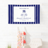 Vintage Modern Navy Beach Bachelorette Welcome Spandoek (Insitu)