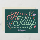 Vintage Modern Pine Green Xmas card Feestdagenkaart (Voorkant / Achterkant)