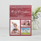 Vintage Modern Rode Schoolbord Fotokaart Feestdagenkaart (Staand voorkant)