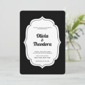 Vintage Modern Stripe wedding invitation Kaart (Staand voorkant)