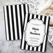Vintage Modern Stripe Wedding Invitation Kaart