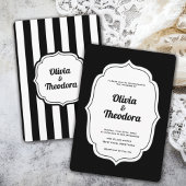 Vintage Modern Stripe wedding invitation Kaart