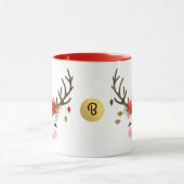 Vintage Moderne Bloemende Rendier Kerst Fantasie Mok (Midden)