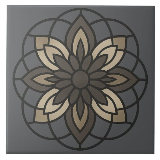 Vintage-Moderne Bloemengeometrie Tegeltje (Voorkant)