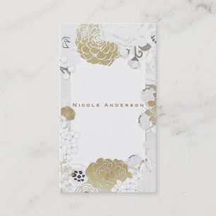Vintage Moderne Bloemrijke Botanische Glam Witte & Visitekaartje
