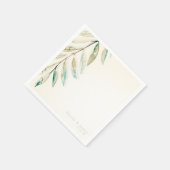 Vintage Moderne Groene Eucalyptusbladeren Bruiloft Servetten (Hoek)