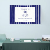 Vintage Moderne Navy Strand Bruidsmeisjes Welkom Spandoek (Beurs)