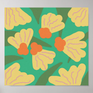 Vintage Moderne Retro Bloemrijke Krachtige Doodle  Poster