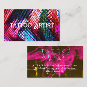 Vintage Moderne Slangen Neon Tattoo Kunstenaar Visitekaartje