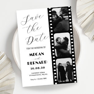 Vintage moderne trendy filmrol foto bruiloft save the date